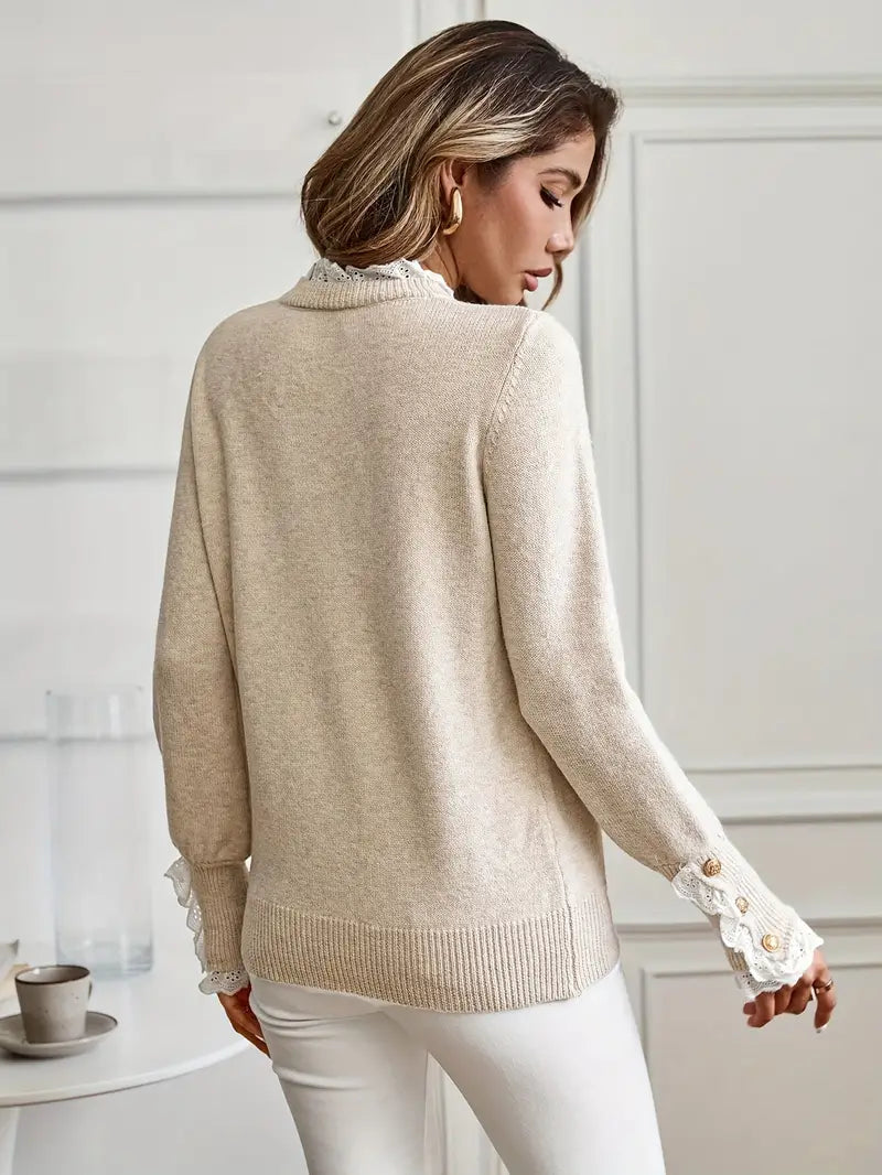 Flavie | Pull Col Rond Détails Raffinés