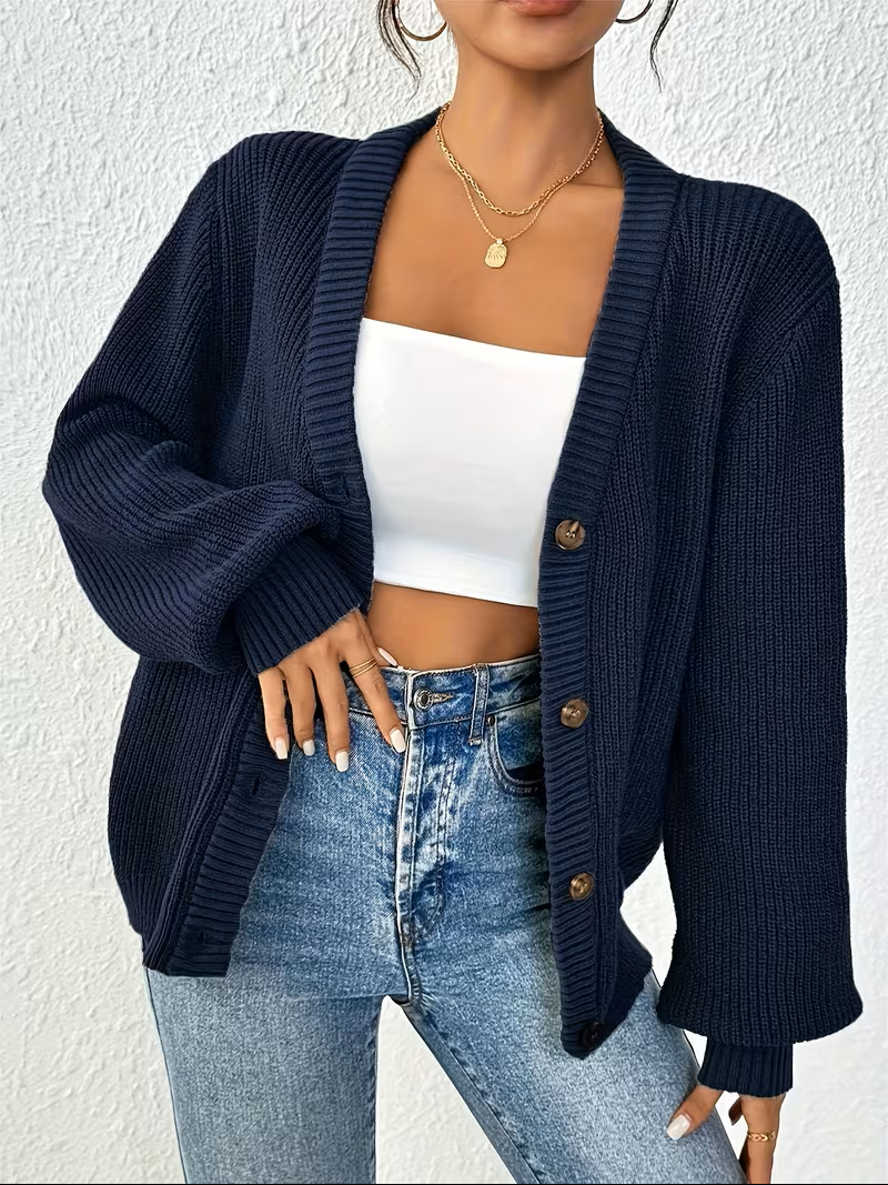 Clémence | Cardigan Oversize Boutonné Chaud Femme