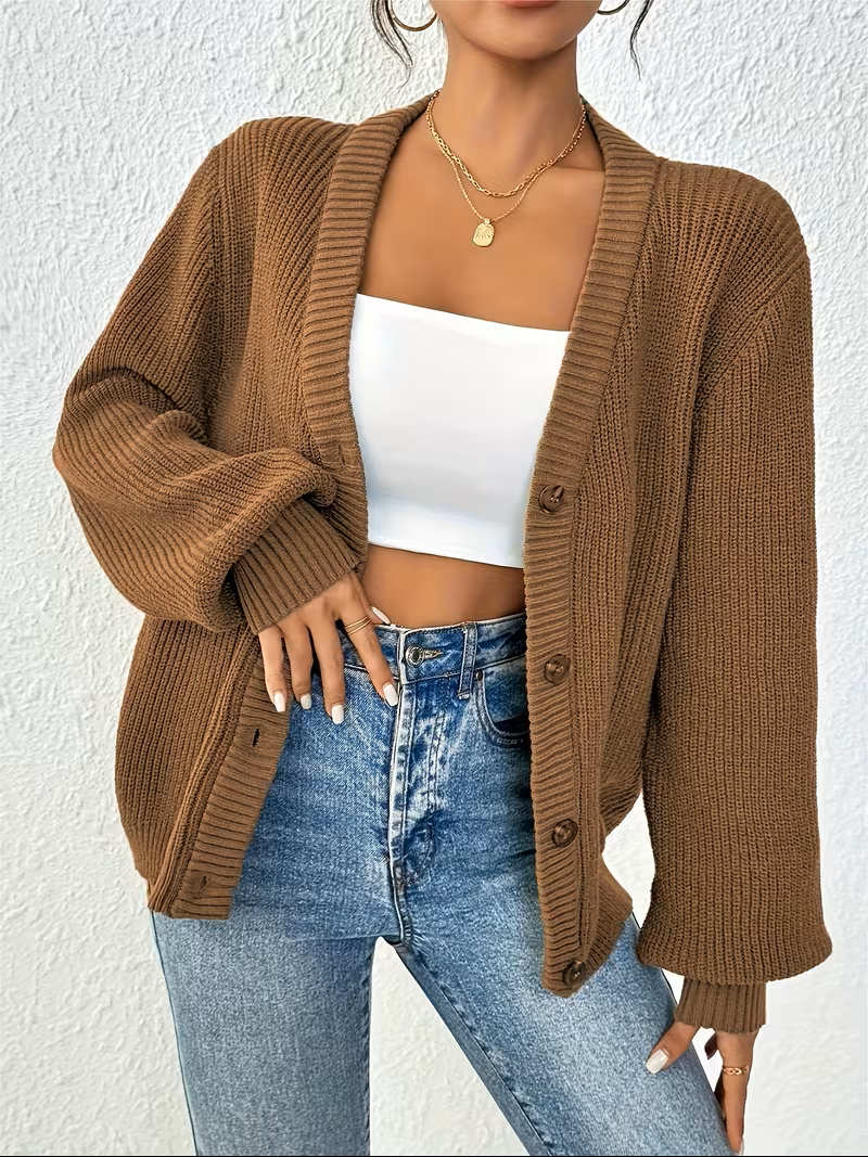 Clémence | Cardigan Oversize Boutonné Chaud Femme